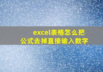 excel表格怎么把公式去掉直接输入数字