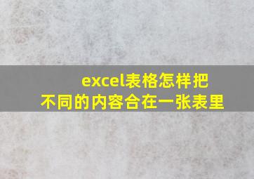 excel表格怎样把不同的内容合在一张表里