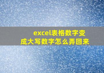 excel表格数字变成大写数字怎么弄回来