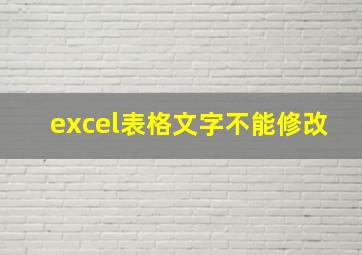 excel表格文字不能修改