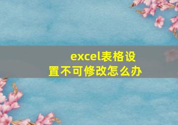 excel表格设置不可修改怎么办