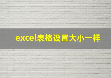 excel表格设置大小一样