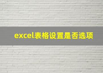 excel表格设置是否选项