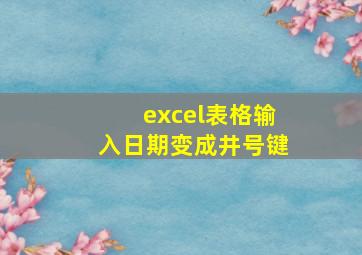 excel表格输入日期变成井号键