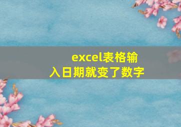 excel表格输入日期就变了数字