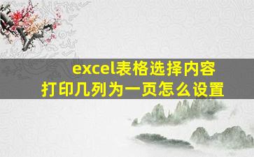 excel表格选择内容打印几列为一页怎么设置