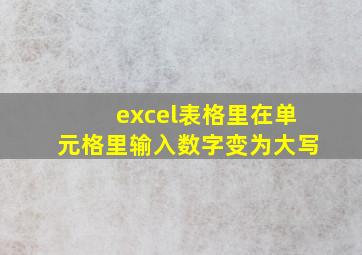 excel表格里在单元格里输入数字变为大写