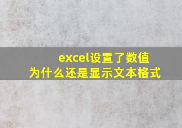 excel设置了数值为什么还是显示文本格式