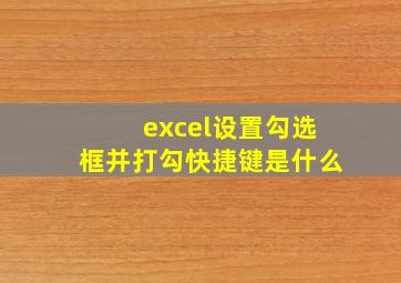 excel设置勾选框并打勾快捷键是什么