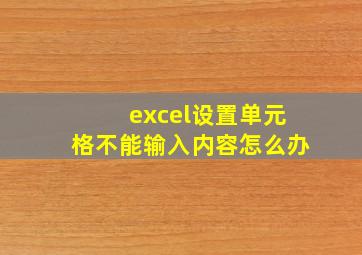 excel设置单元格不能输入内容怎么办