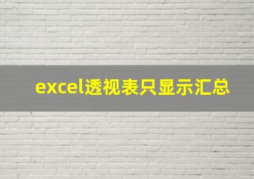 excel透视表只显示汇总