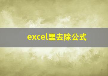 excel里去除公式