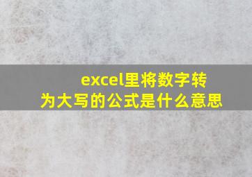 excel里将数字转为大写的公式是什么意思