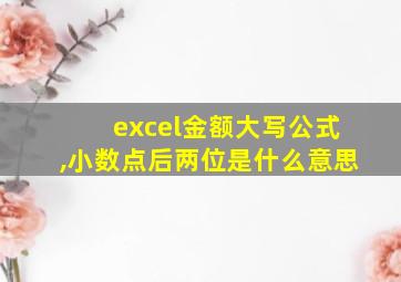 excel金额大写公式,小数点后两位是什么意思