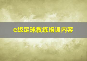 e级足球教练培训内容