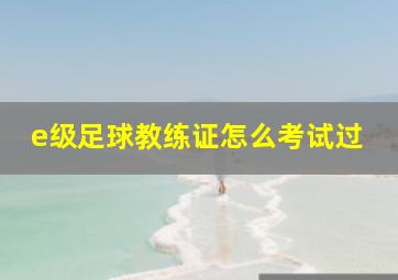 e级足球教练证怎么考试过