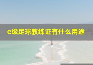 e级足球教练证有什么用途