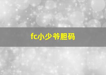 fc小少爷胆码