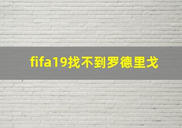 fifa19找不到罗德里戈