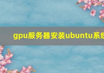 gpu服务器安装ubuntu系统