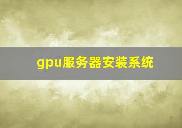 gpu服务器安装系统