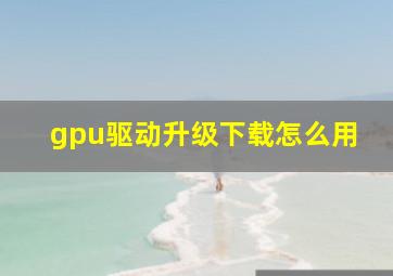 gpu驱动升级下载怎么用