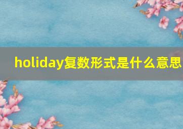 holiday复数形式是什么意思