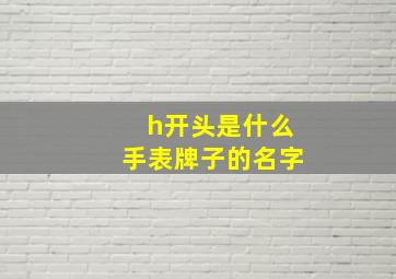 h开头是什么手表牌子的名字