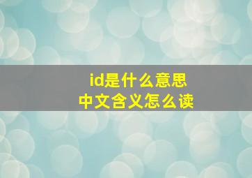 id是什么意思中文含义怎么读