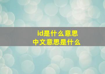 id是什么意思中文意思是什么