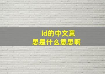 id的中文意思是什么意思啊