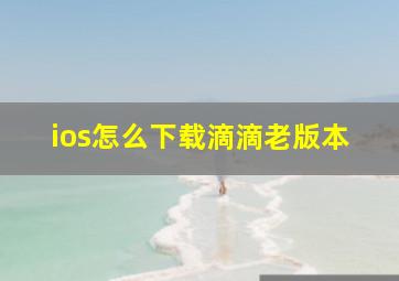 ios怎么下载滴滴老版本