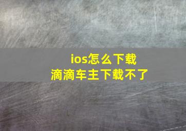 ios怎么下载滴滴车主下载不了