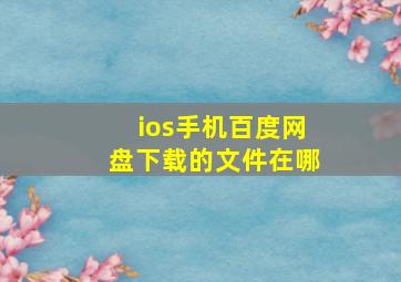 ios手机百度网盘下载的文件在哪