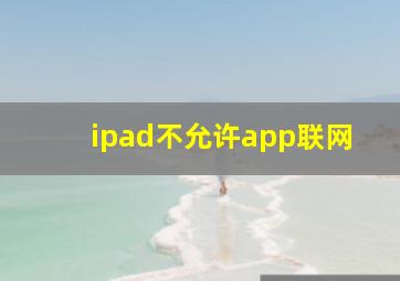 ipad不允许app联网