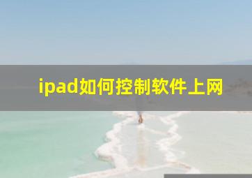 ipad如何控制软件上网