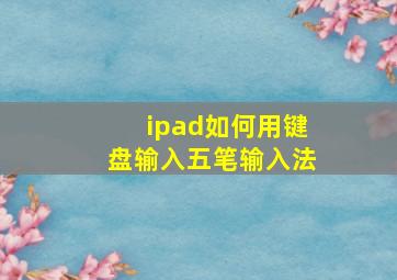 ipad如何用键盘输入五笔输入法