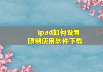 ipad如何设置限制使用软件下载