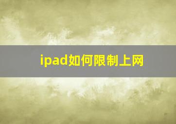 ipad如何限制上网