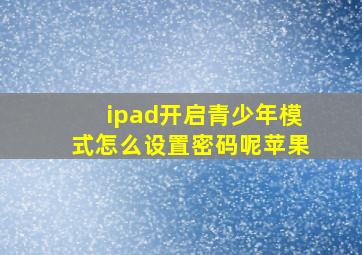 ipad开启青少年模式怎么设置密码呢苹果