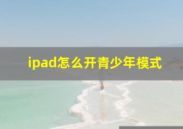 ipad怎么开青少年模式