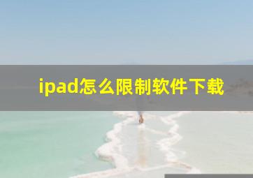 ipad怎么限制软件下载