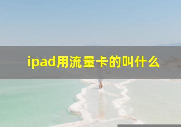 ipad用流量卡的叫什么