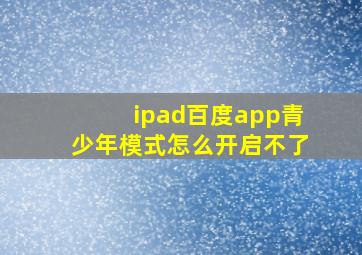 ipad百度app青少年模式怎么开启不了