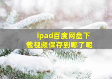 ipad百度网盘下载视频保存到哪了呢