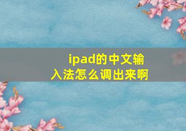 ipad的中文输入法怎么调出来啊