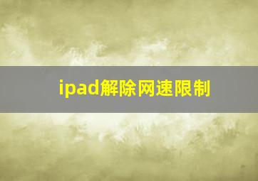 ipad解除网速限制