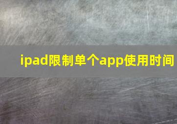 ipad限制单个app使用时间