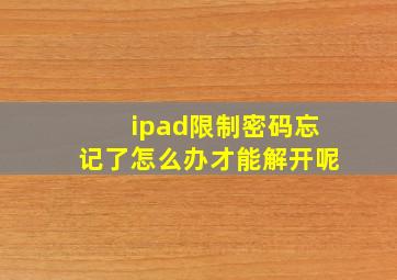 ipad限制密码忘记了怎么办才能解开呢