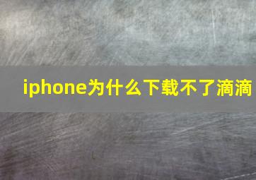 iphone为什么下载不了滴滴